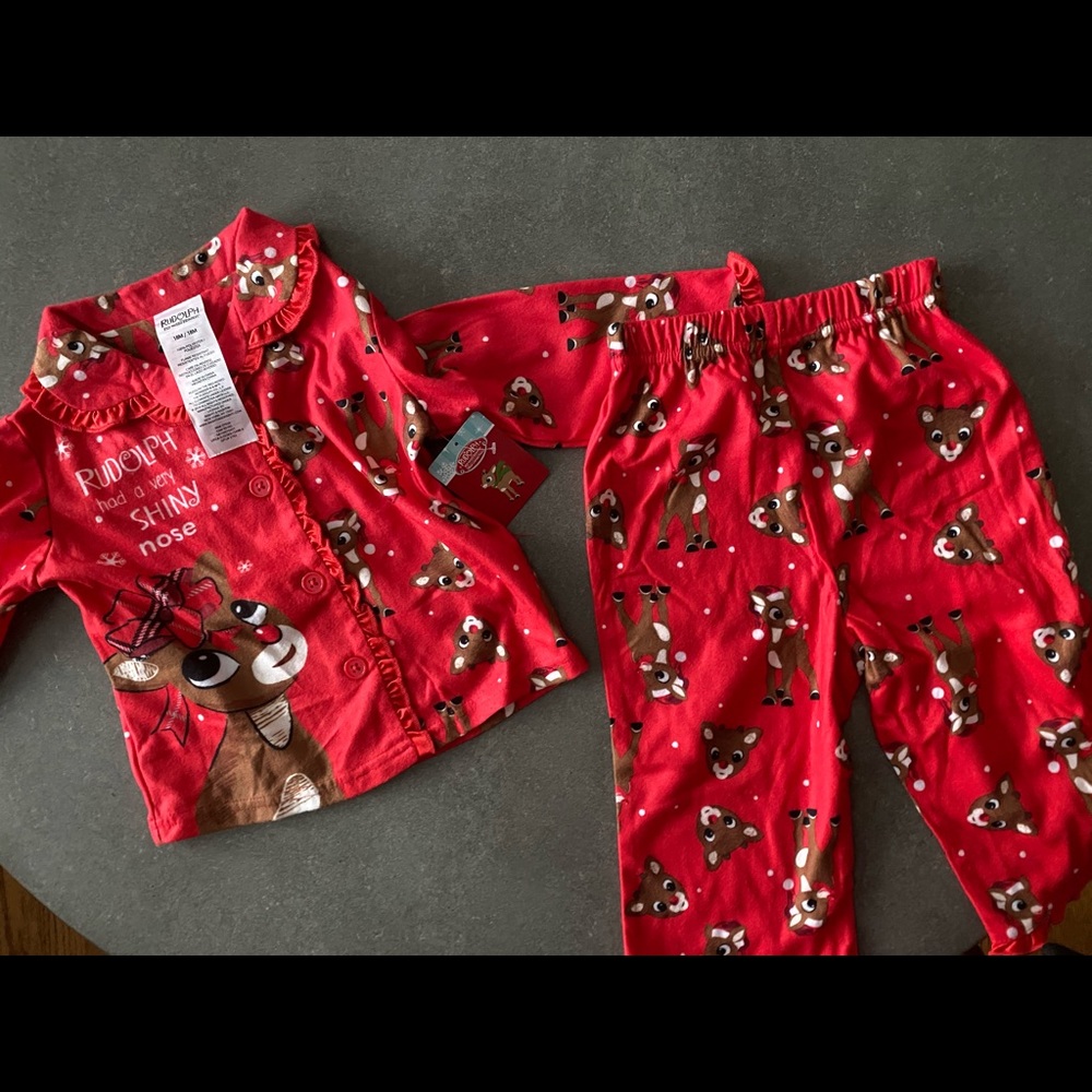 Rudolph Christmas | Button Pajama Set | 18M